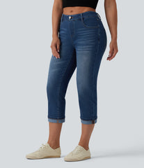 Halara Flex™ Low Rise Rolled Hem Cropped Casual Jeans with Pockets