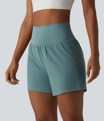Super High Waisted Tummy Control 2-in-1 Quick Dry Yoga Shorts 5'' with Pockets