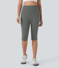 High Waisted Pocket Pedal Pusher Casual Pants