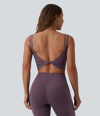 Halara UltraSculpt™ Double Straps Twisted Backless Cropped Built-in Bra Yoga Tank Top DD-F Cups