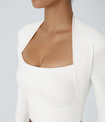 SoftlyZero™ Plush Long Sleeve Thumb Hole 2-in-1 Cropped Yoga Sports Top