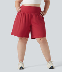 Plus Size SoftlyZero™ Airy Super High Waisted 2-in-1 InstantCool Yoga Shorts 9'' with Pockets