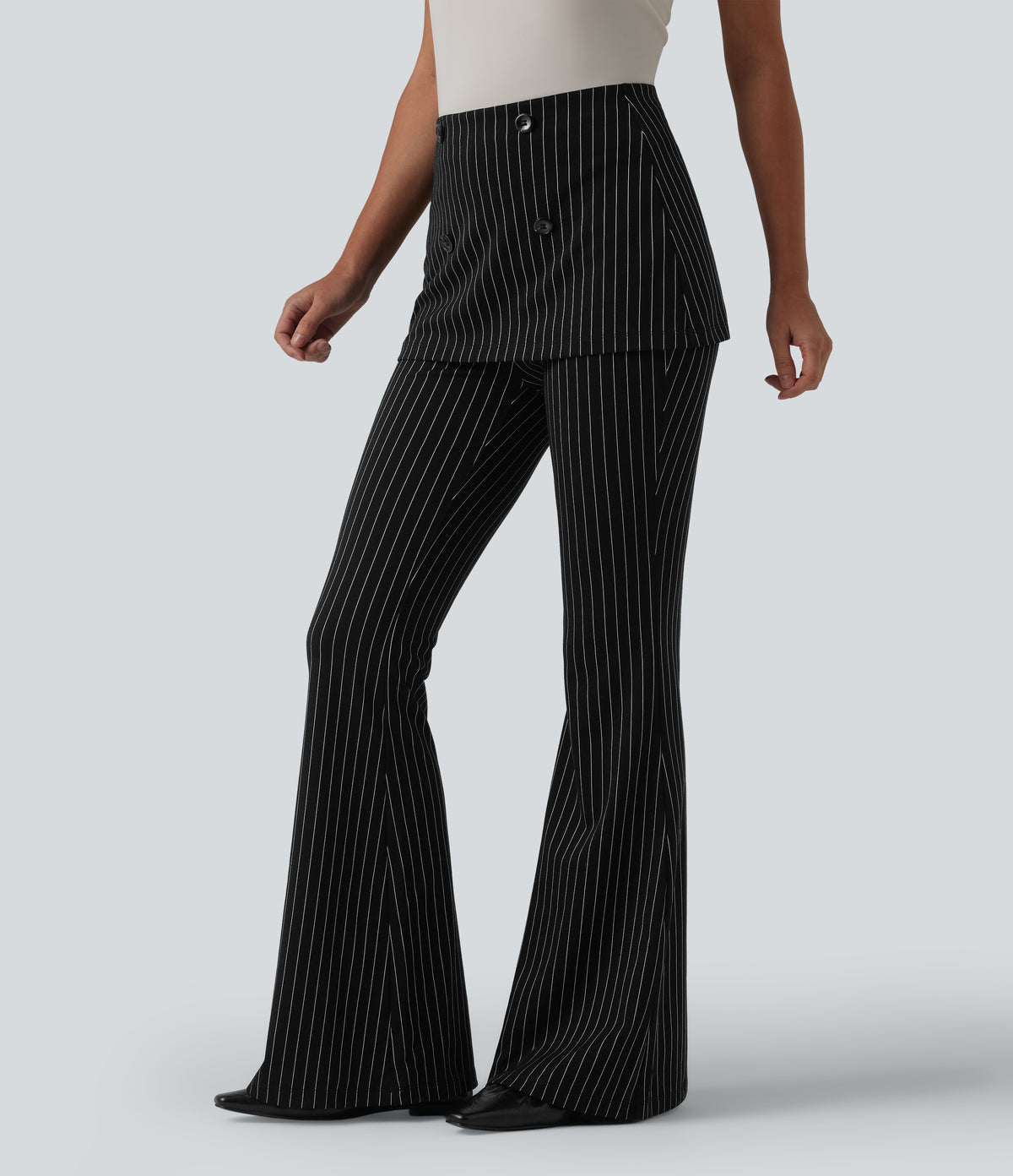 High Waisted Stripe InstantCool Flare Work Pants