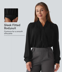 Crossover Long Sleeve Work Bodysuit