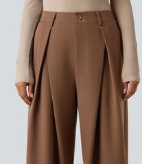 High-waisted Work Wide-leg Pants with Pockets