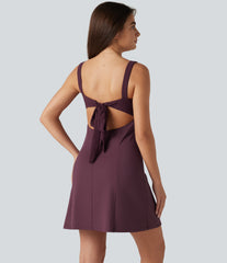 SoftlyZero™ Airy Contrast Lace Tie Back InstantCool Mini Casual Dress