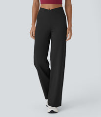 DayStretch Crossover High Waisted Pocket Wide Leg Yoga Pants