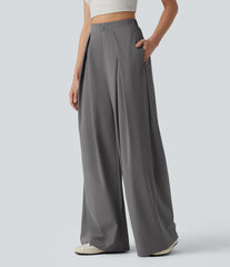 High Waisted Wide Leg Baggy Quick Dry Cool Touch Work Pants with Pockets-UPF40+