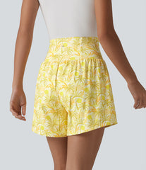 High Waisted 2-in-1 Hawaii Shorts 5'' with Pockets
