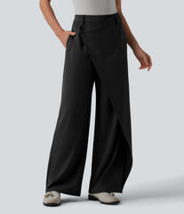 Halara Flex™ DayStretch Asymmetrical High Waisted Straight Leg Work Pants with Pockets