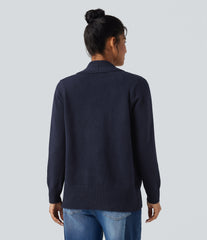 Lapel Long Sleeve Casual Cardigan with Pockets