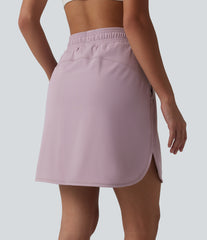 SoftlyZero™ Airy Mid Rise Drawstring Curved Hem 2-in-1 InstantCool Workout Skirt with Pockets