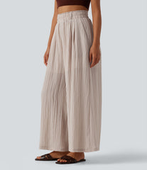 High Waisted Casual Flowy Baggy Pants with Pockets