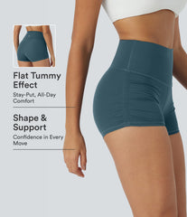 SoftlyZero™ QuickDry High Waisted Tummy Control Ruched Running Biker Shorts 2.5''