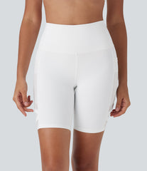 SpeedWave™ High Waisted Contrast Mesh Quick Dry Yoga Biker Shorts 7'' with Pockets