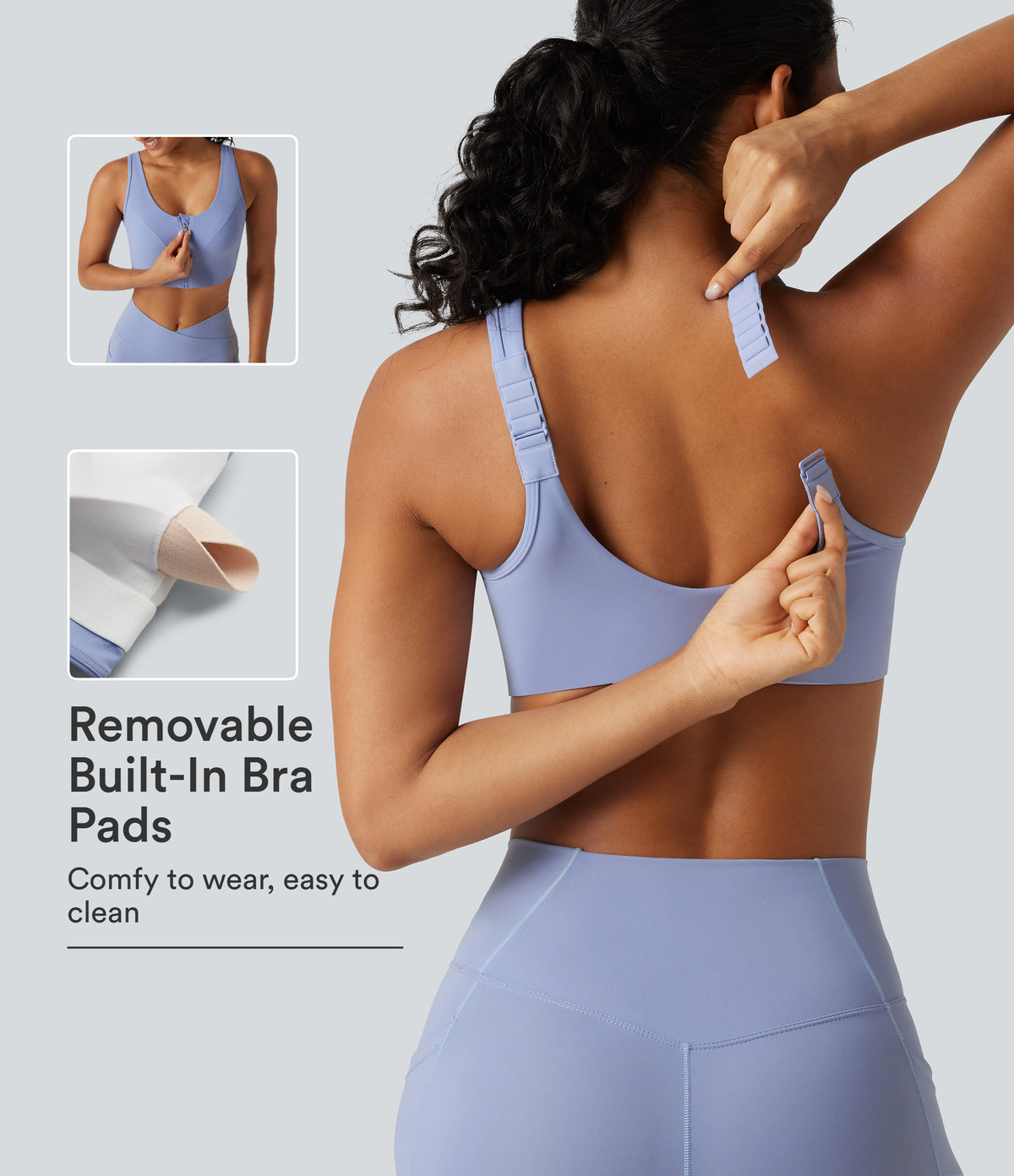 Halara UltraSculpt™ Medium Support Built-in Bra Zip Yoga Sports Bra