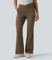 Halara Flex™ DayStretch Asymmetric Mid Rise Flare Work Pants with Pockets