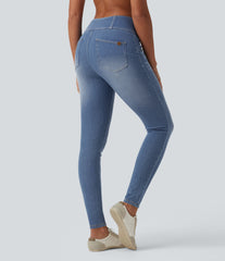 Halara Flex™ Mid Rise Zipper Tummy Control Casual Skinny Jeans with Pockets