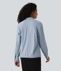 V Neck Long Sleeve Work Blouse