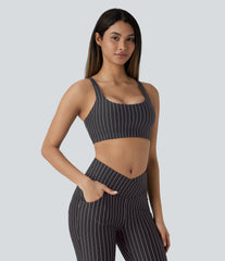Low Support U Neck Stripe InstantCool Yoga Sports Bra