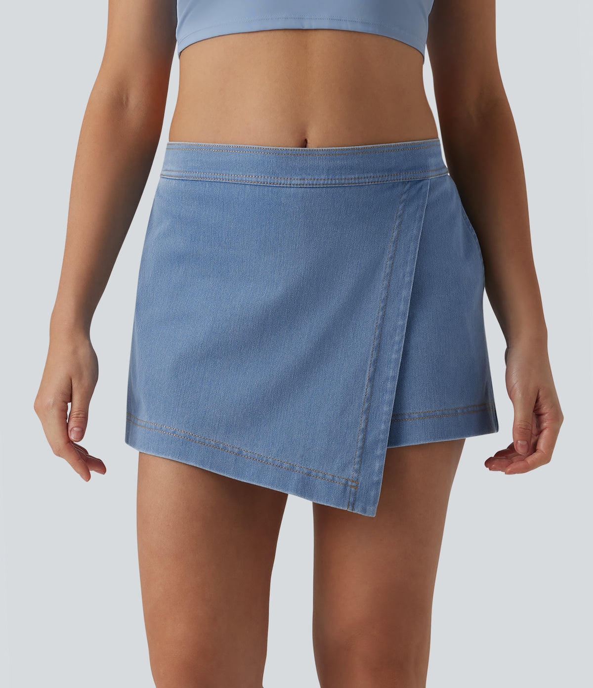 Halara Flex™ Mid Rise Micro Mini Denim Casual Skort with Pockets