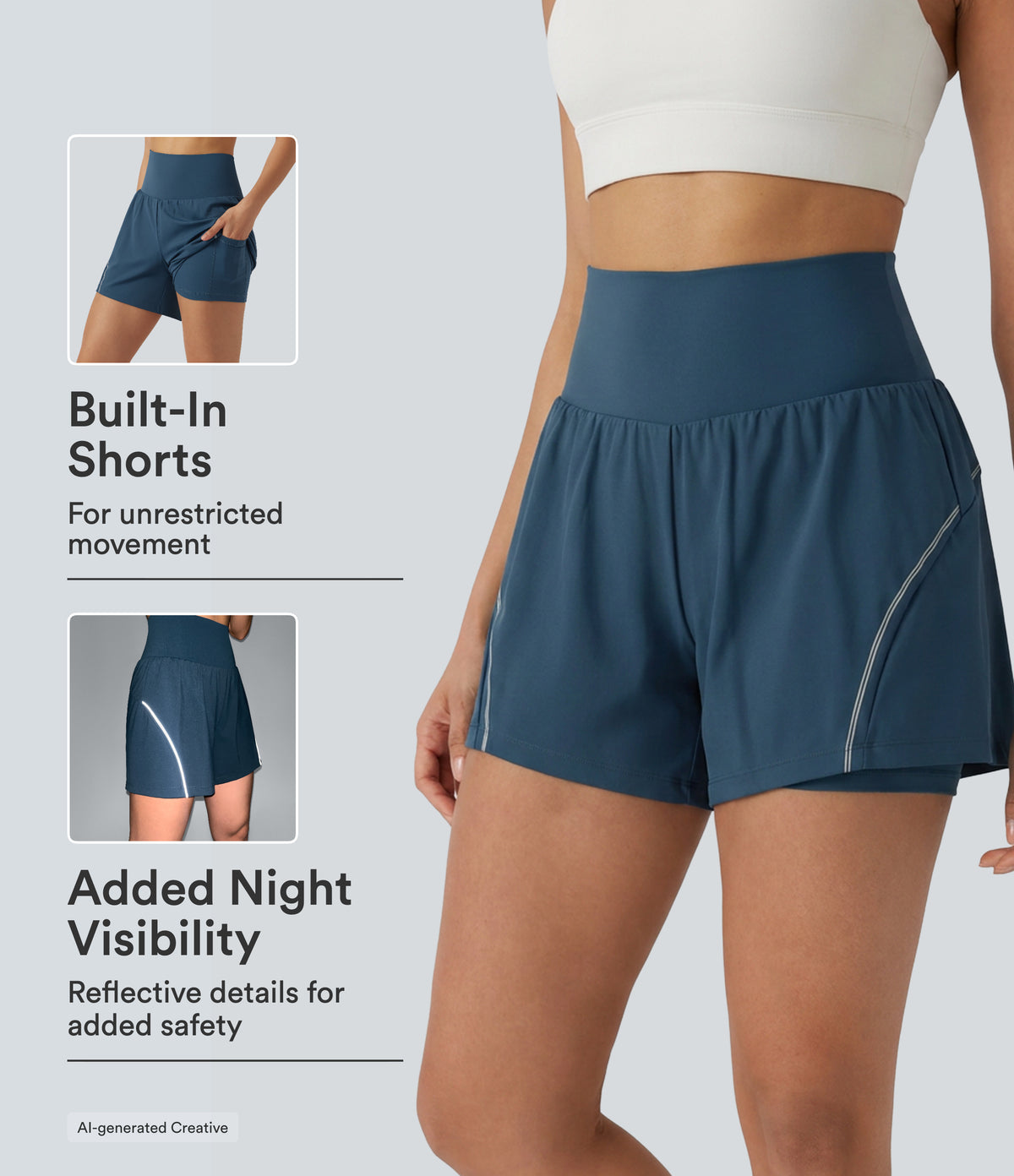 SoftlyZero™ Airy Reflective High Waisted 2-in-1 InstantCool Yoga Shorts 5'' with Pockets