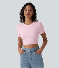 Halara Cotton Jersey Round Neck Short Sleeve Cropped Casual T-Shirt