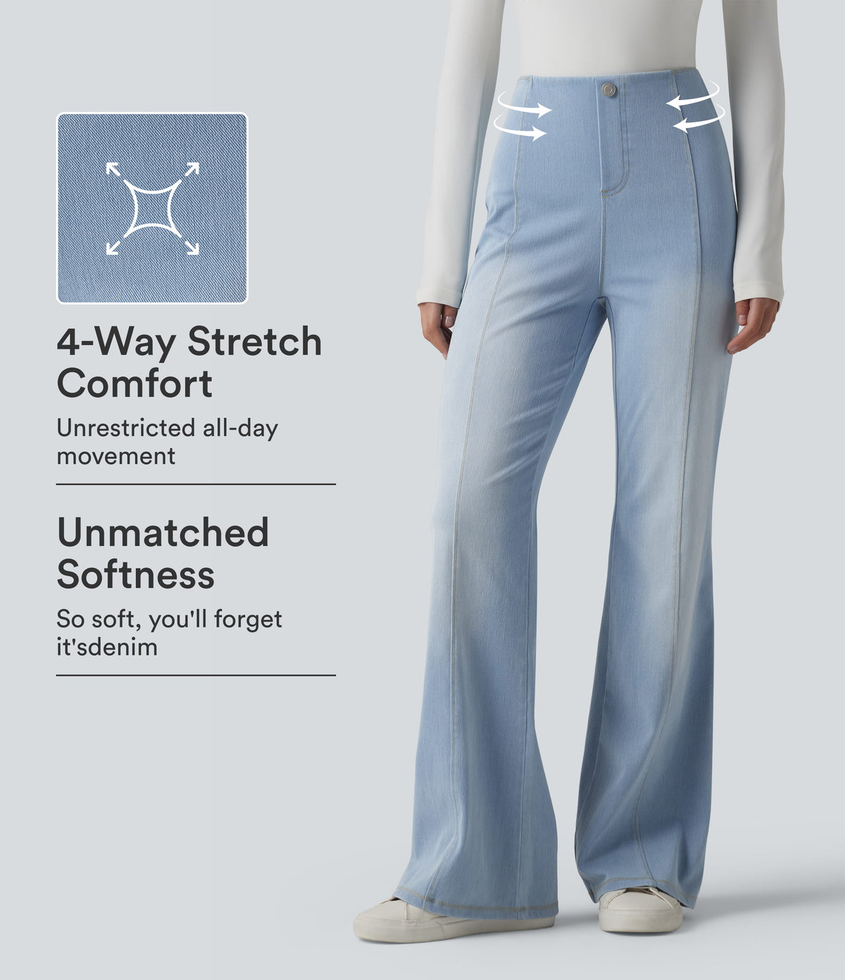 Halara Flex™  High Waisted Tummy Control Casual Flare Jeans with Pockets
