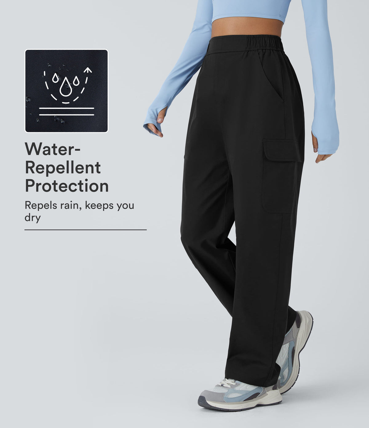 Water Repellent Wear-Resistant High Waisted Pockets Camping Cargo Pants