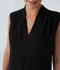 V Neck Sleeveless Work Blouse