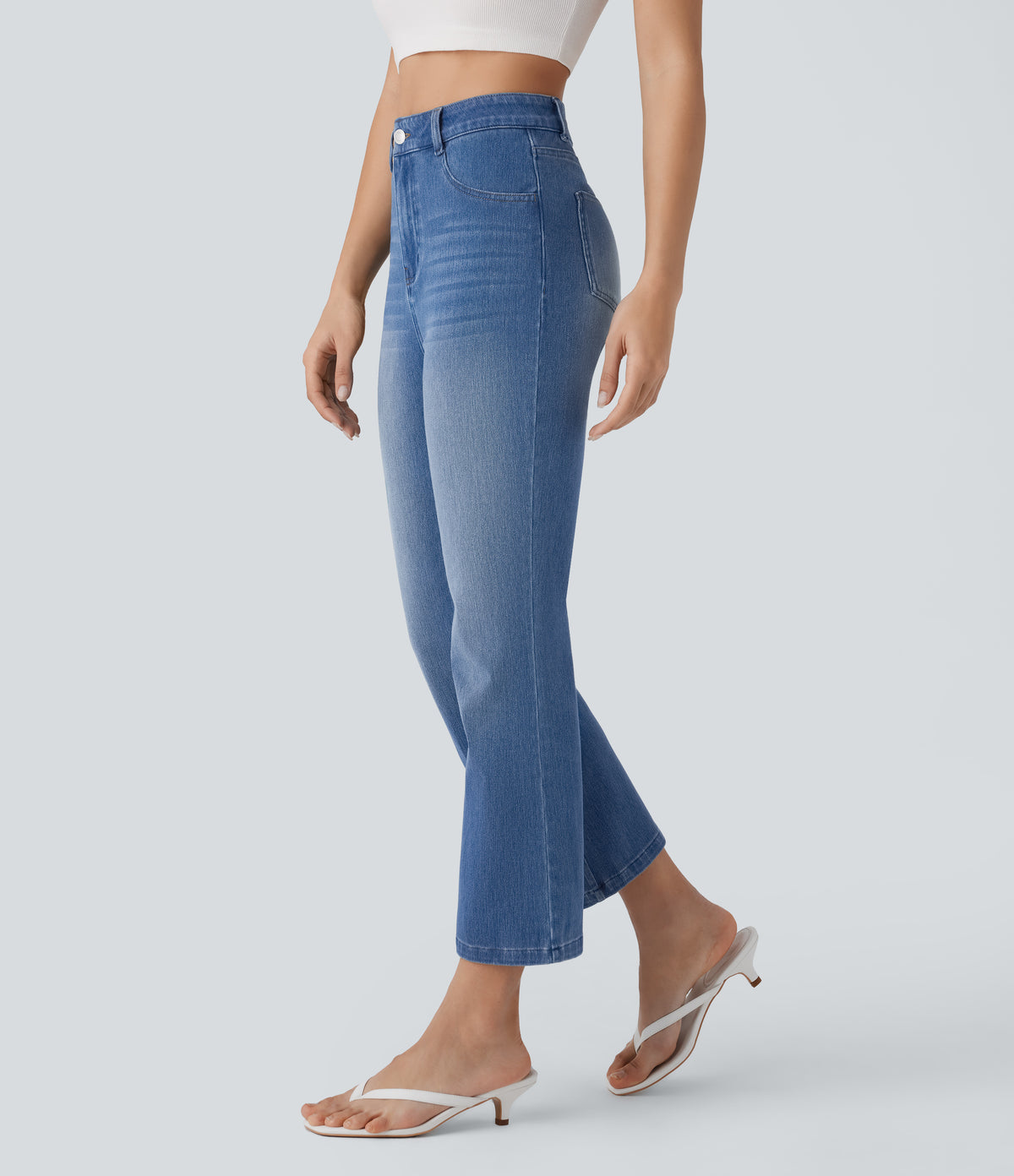 Halara Flex™ High Waisted Zipper Pockets Casual Bootcut Jeans
