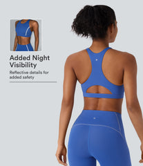 SpeedWave™ Medium Support Reflective Racerback Cut Out Quick Dry Hiking Sports Bra A-D Cups