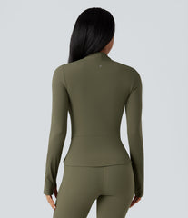 Halara UltraSculpt™ Push-Up Long Sleeve Thumb Hole Zipper Ruffle Hem Yoga Curvy Jacket
