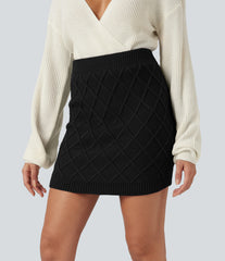 High Waisted Bodycon Mini Casual Sweater Skirt