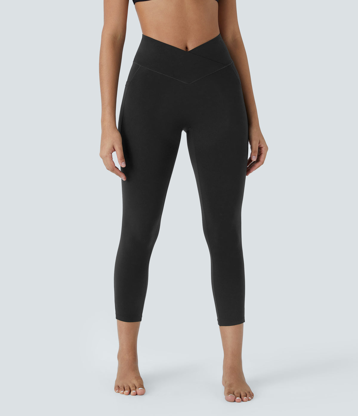 SoftlyZero™ High Waisted Crossover Pocket Capri Yoga Leggings-UPF50+