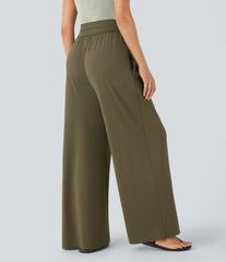 Super High Waisted Tummy Control Pocket Wide Leg Pants