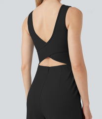 Crossover Casual Jumpsuit with Pockets-Easy Peezy Edition