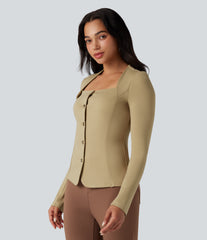 Square Neck Button Fly Work Blazer