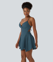 Lace Up 2-in-1 Pocket Mini Slip Casual Dress