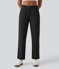 Mid Rise Zipper Pocket Waffle Casual Pants