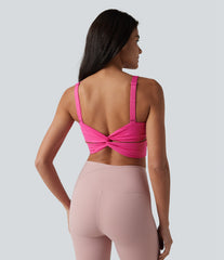 SoftlyZero™ Plush Crisscross Backless Twisted Back Adjustable Straps Built-in Bra Workout Tank Top