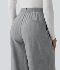 High Waisted Wide Leg Baggy Work Pants with Pockets