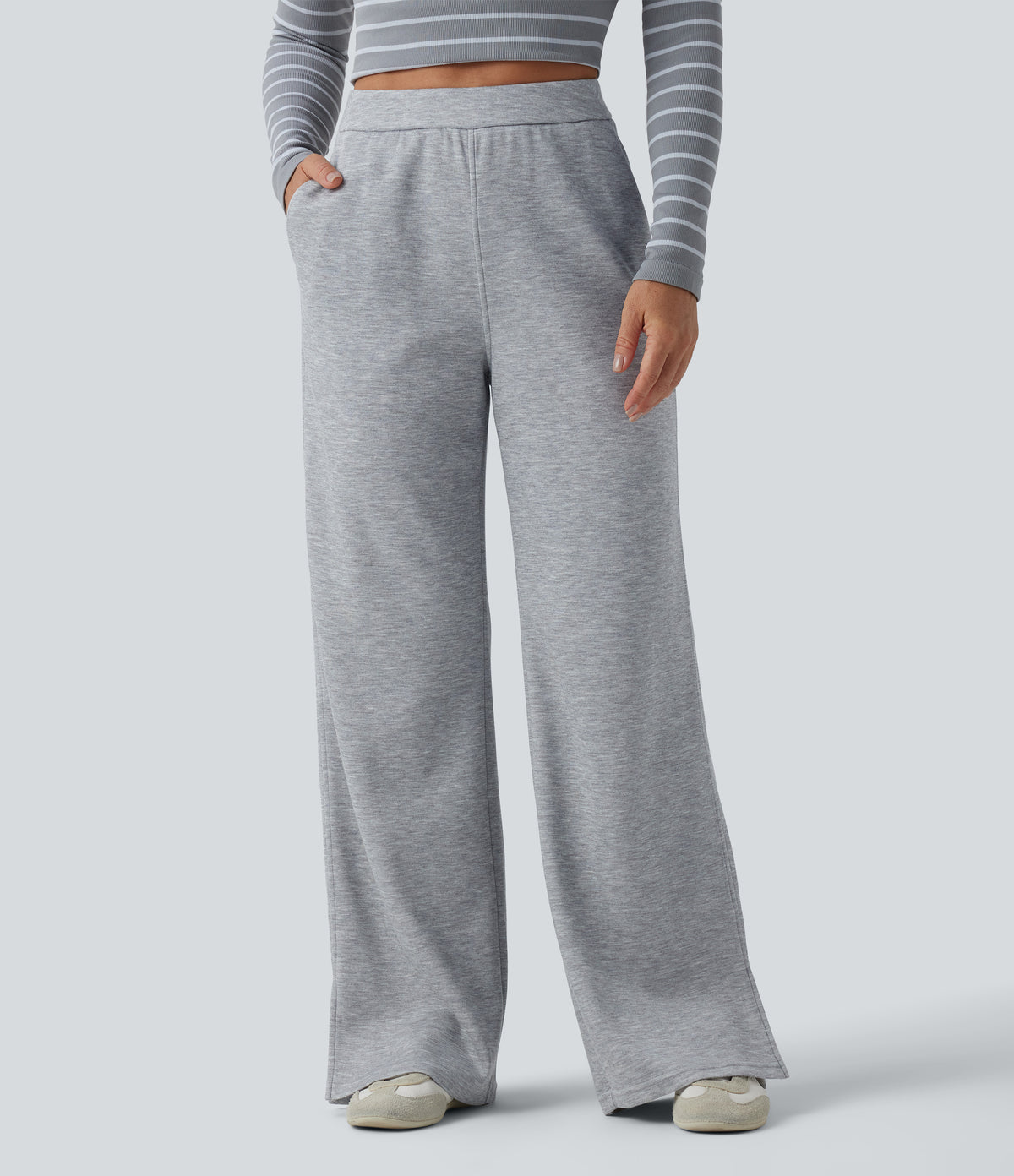 SpacerTek™ High Waisted Straight Leg Casual Sweatpants with Pockets