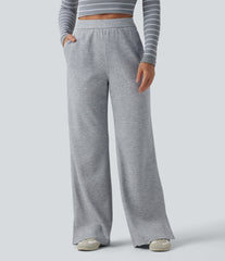 SpacerTek™ High Waisted Straight Leg Casual Sweatpants with Pockets