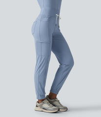 SoftlyZero™ Airy Mid Rise Drawstring InstantCool Casual Cargo Scrub Joggers with Pockets