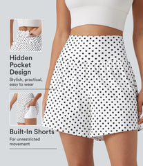 High Waisted 2-in-1 Polka Dot Yoga Shorts 5'' with Pockets