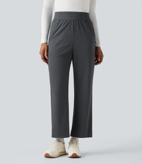 High Waisted Straight Leg Golf Pants with Pockets-Golf Tee