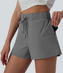 High Waisted Drawstring Quick Dry InstantCool Running Shorts 2.5'' with Pockets-UPF40+