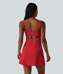 SoftlyZero™ Plush Push-Up Twisted Adjustable Straps Non-Removable Pad Dance Active Dress DD-F Cups with Pockets-Easy Peezy