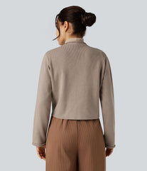 Long Sleeve Open Front Work Cardigan with Pockets